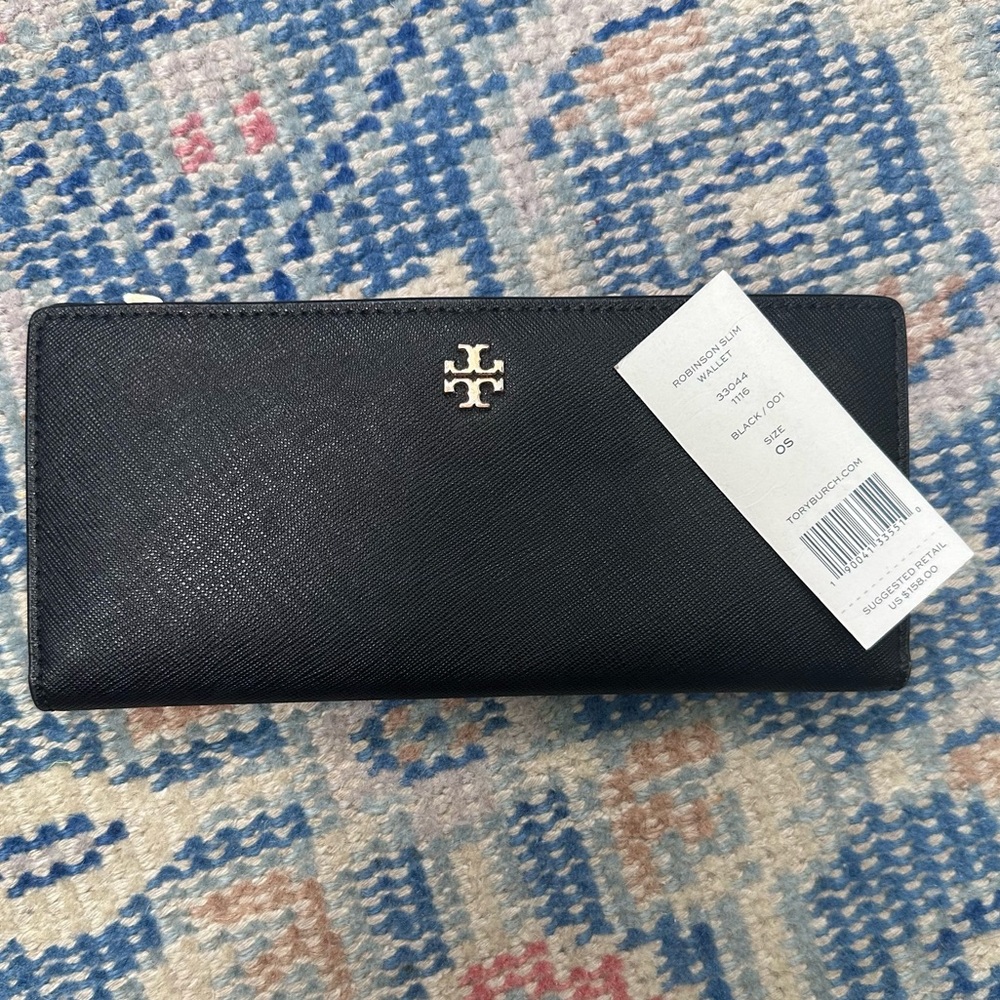 EEUC Tory Burch Robinson slim wallet Black